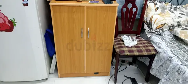 Small 2-Door Wooden Cabinet / Cupboard - Light Oak Finish