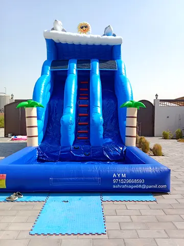 Blue Inflatable Water Slide