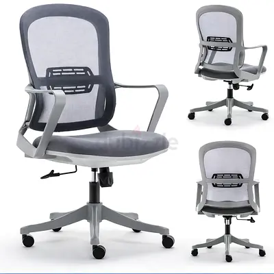 Used Gray Mesh Ergonomic Office Chair with Lumbar Support, Adjustable Height