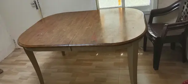 Wooden Dining Table with Curved Legs - Good Used Condition