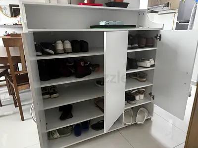 White Shoe Cabinet with Ample Storage