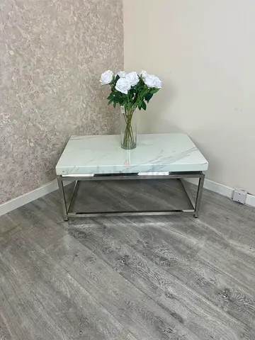 Marble Top Coffee Table with Stainless Steel Frame