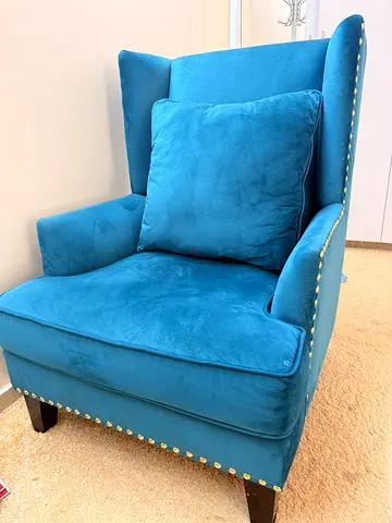 Teal Single Seater Sofa with Gold Studs