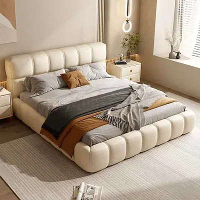 Elegant Modern Bed with Upholstered Headboard
