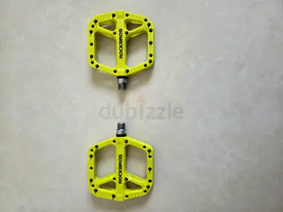Pair of RockBros yellow flat bike pedals - very light use - excellent condition