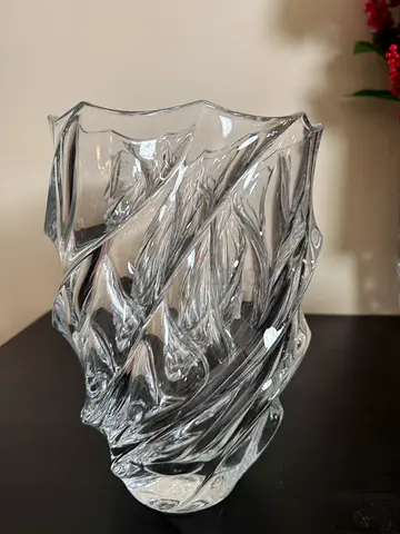 Clear Sculptural Glass Decorative Vase - Modern Centrepiece,Czech crystal bohemian, madeCzech