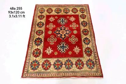 Handwoven afghan wool carpet rug 93 x 120 cm