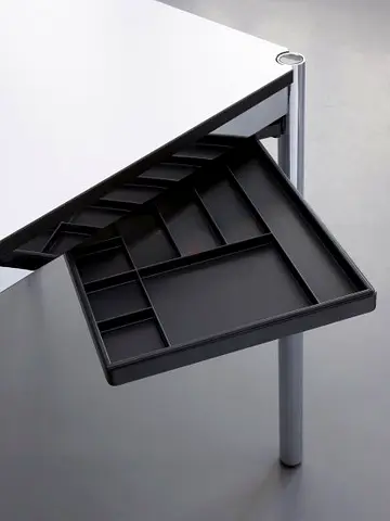 USM Haller Classic Table Pearl Gray White Laminate (69) + Pivoting Pen Holder. (by StarOffice LLC)