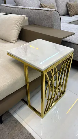 Marble-top gold accent side table
