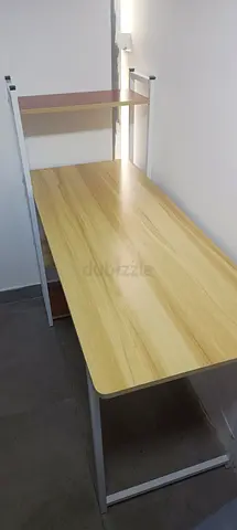 My light wood study/computer table with top shelf - good condition