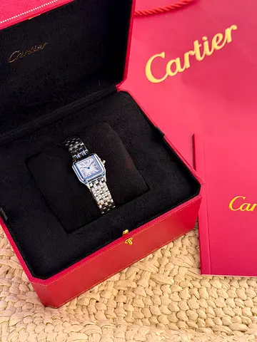 Cartier stainless steel ladies watch with original box