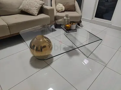 Glass Wave Coffee Table - Contemporary Clear Tempered Glass