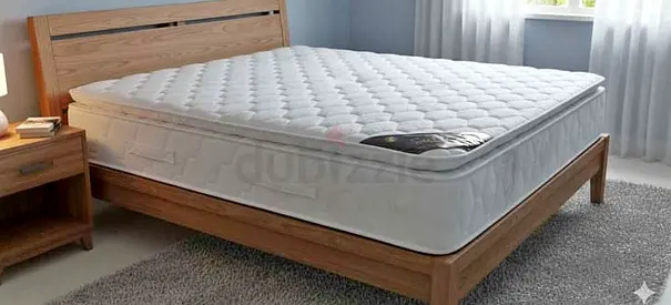Wooden Bed Frame with Mattress and Nightstand - Good Condition