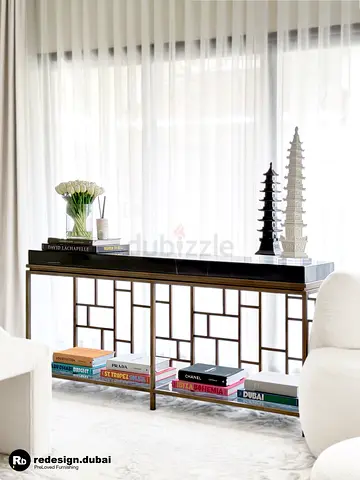 MOOD BLACK MARBLE BLOCK CONSOLE TABLE or buffet or sideboard or display table or accent piece