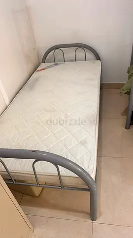Single metal bed frame with mattress - used