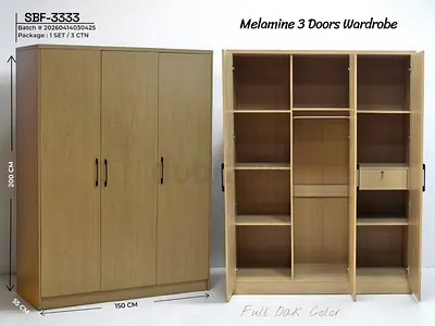 Melamine 3 Doors Wardrobe
