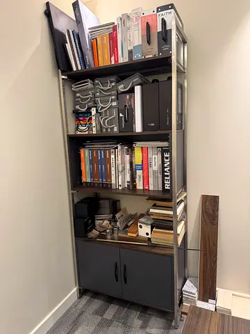 Library with down cabinet