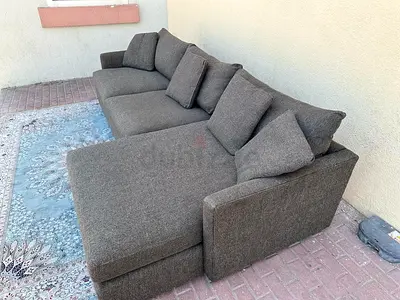 Chocolate Brown crate and barrel Deep lshape sofa