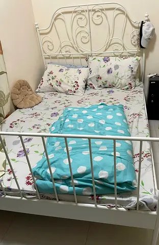 Metal bed with mattress AED 50