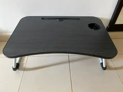 Foldable Portable Laptop Bed Table with Cup Holder - Black