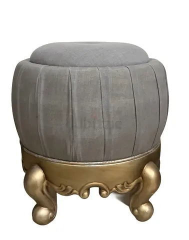 Stylish Gray Ottoman with Gold Base chair