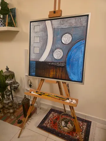 Large Framed Abstract Painting - EASEL NOT INCLUDED