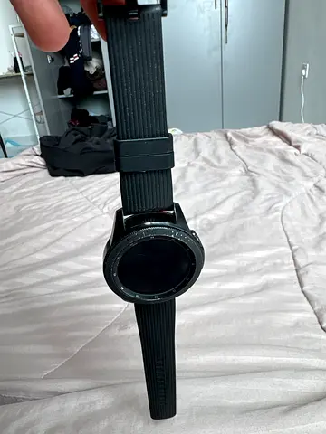 Black Smartwatch with Rotating Bezel and Rubber Strap samsung smart wach