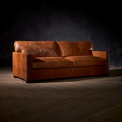 Marina Home TIMOTHY OULTON Viscount William 3 seater sofa couch camel full grain leather L222 cm