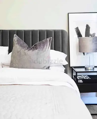 Elegant king size fully customisable bedframe with soft Fabric, multiple options available