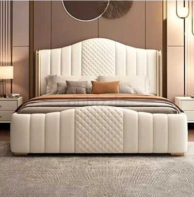 Brand New Modern King Size Bed with Quilted Headboard and Footboard