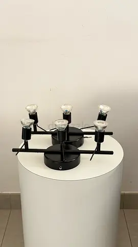 Black 6-spot ceiling light fixture - working condition