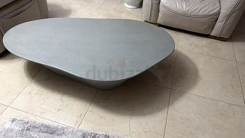 Modern organic-shaped low coffee table in grey (used)