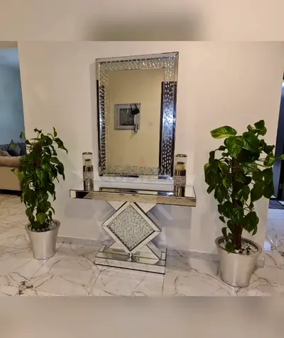 Mirrored console table with matching wall mirror - good condition