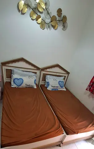 Twin bed with dresser