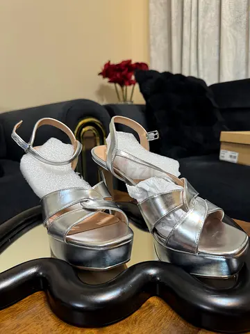 Silver Strappy High Heel Sandals - Size 40,  brand new, Steve madden