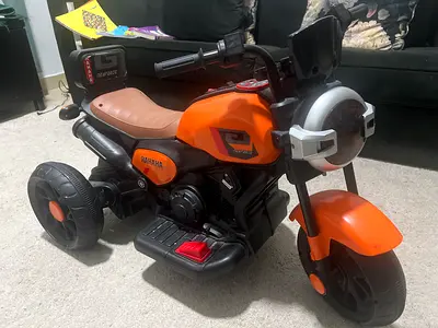 Kids Electric Ride-On Motorcycle - Orange, Battery Powered Trike