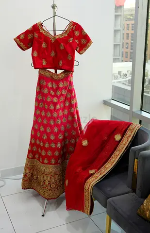 DEEP ORANGE PINK LEHENGA (BRAND NEW) for sale