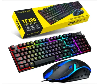 ⚡ Level Up Your Setup! T-WOLF TF200 RGB Keyboard  Mouse Combo (New)