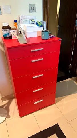 Adore Mobilya Furniture Trendline Chest of Drawer with 5 Drawers, 60 cm x 108 cm x 44 cm Size, Red