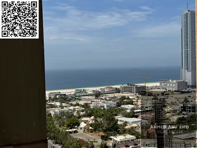 Luxury 2 master bedroom apartment with hall for rent in Ajman One Rashidiya 3, open sea view, 3 bathrooms, American kitchen, 2 balconies, built-in wa