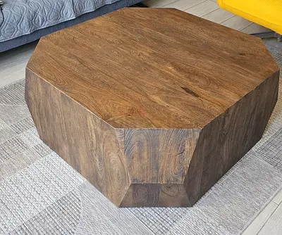 Solid Wood Geometric Lounge Table / Coffee Table - Dark Finish