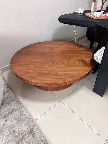 Round Solid Wood Coffee Table - Walnut Finish wooden from home center, same as new, few scratches