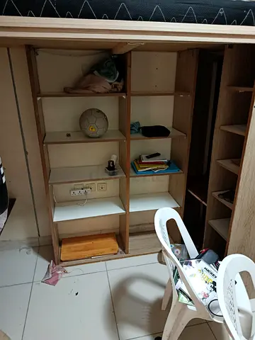 3 bunkbed with matress and cabinet