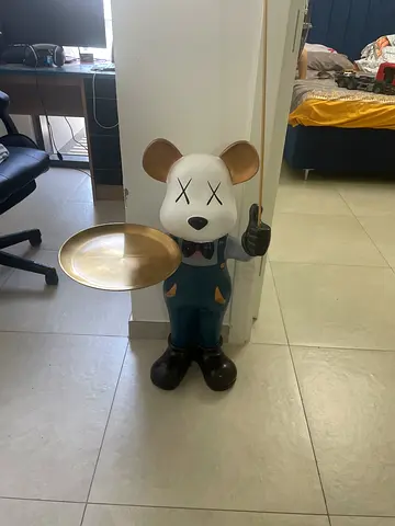 Decorative Bear Tray Stand with Gold Bowl