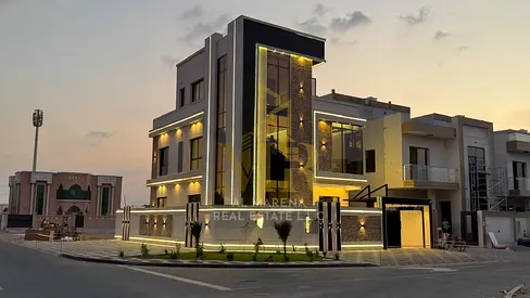 Luxury villa for sale in Al Yasmin, elegant design featuring 5 spacious bedrooms and ultra-luxurious finishes in a strategic location in Ajman 🏡✨