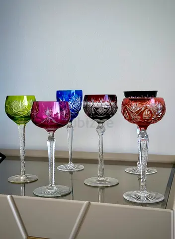 Antique cut crystal glasses collection . France, Belgium, Germany .