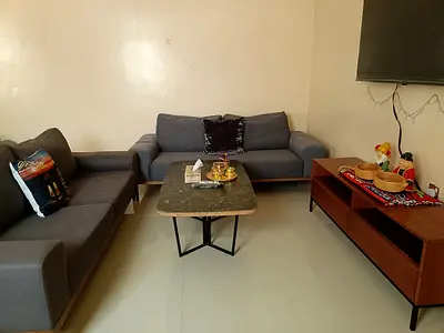 2 Couches  and wooden 2 wooden tables