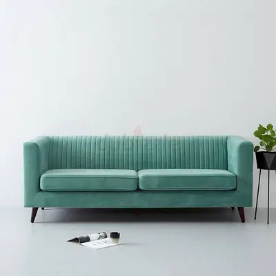 My Mid-century Teal Velvet 3-Seater Sofa
