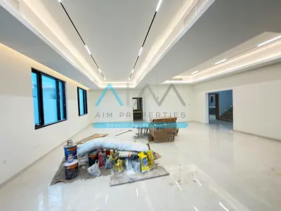 Brand New 5-Bedroom Villa with 7 Bathrooms, spanning 13,735 sq. ft., featuring a spacious garden and two kitchens. Yearly rent: AED 235,000.