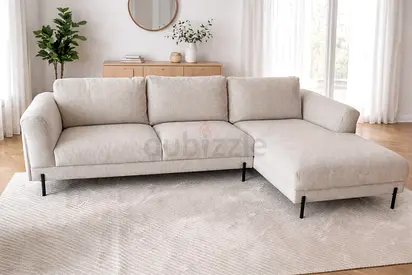 The Loom Collection L Shape Sofa Beige Excellent Condition